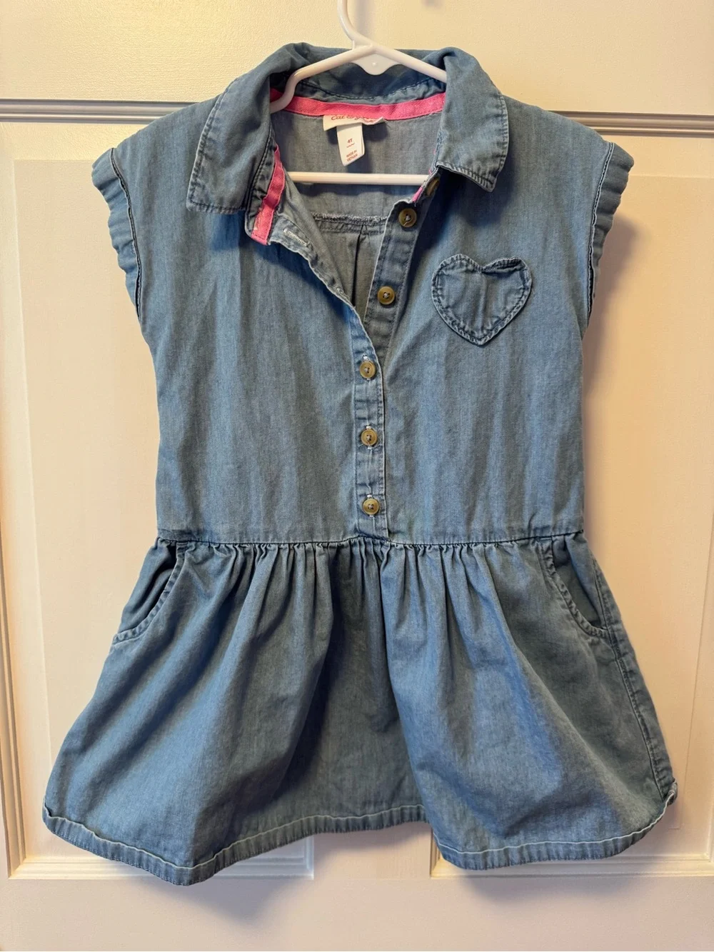 Cat & Jack Light Blue Denim Heart-Accent Girls' Dress